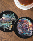 Big Animal Glass Coasters - Vibrant Surrealism Art - cmzart