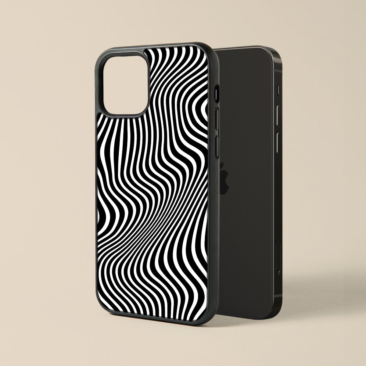 Black Wavy - Custom Glass Phone Case - cmzart