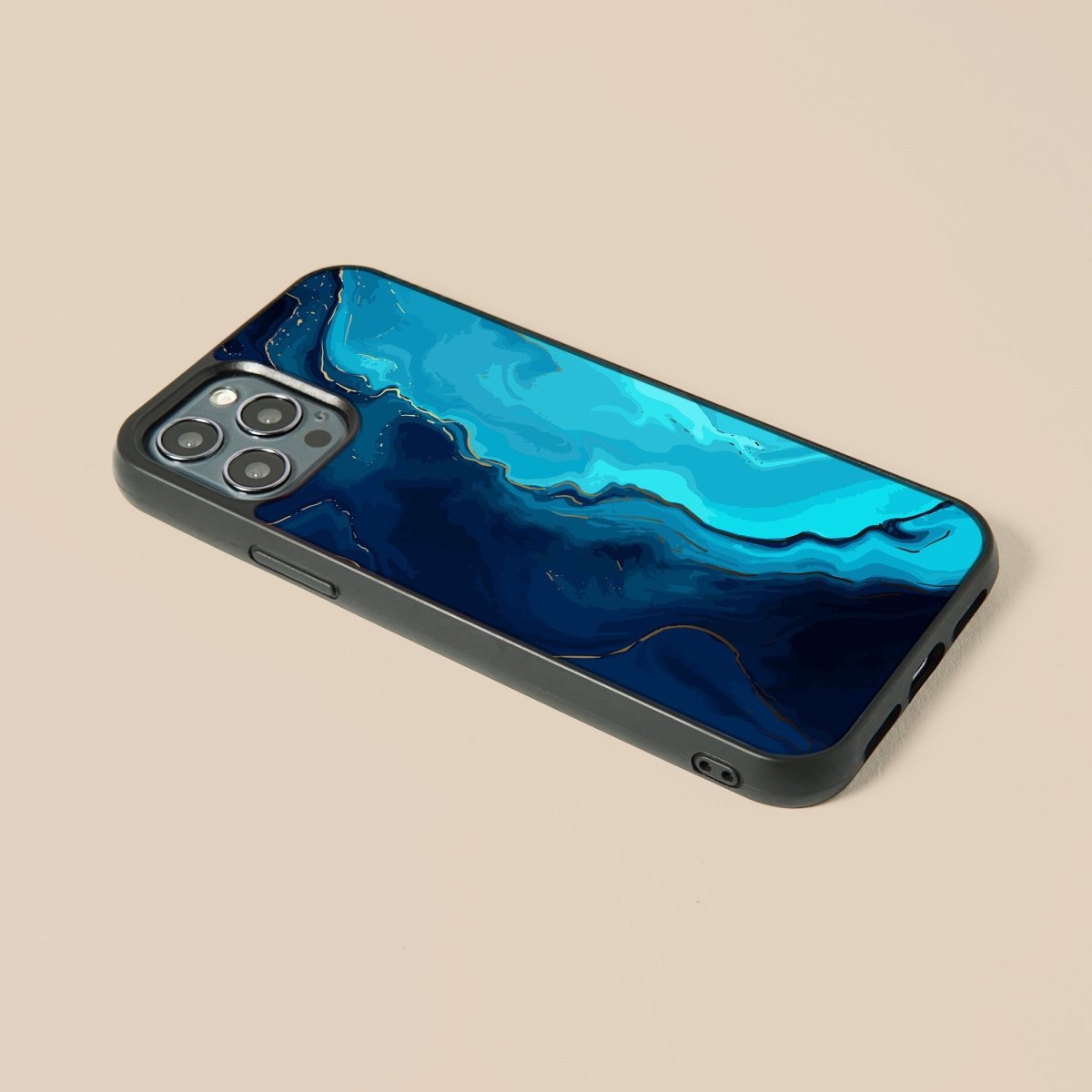 Blue Fluid - Glass Phone Case - cmzart