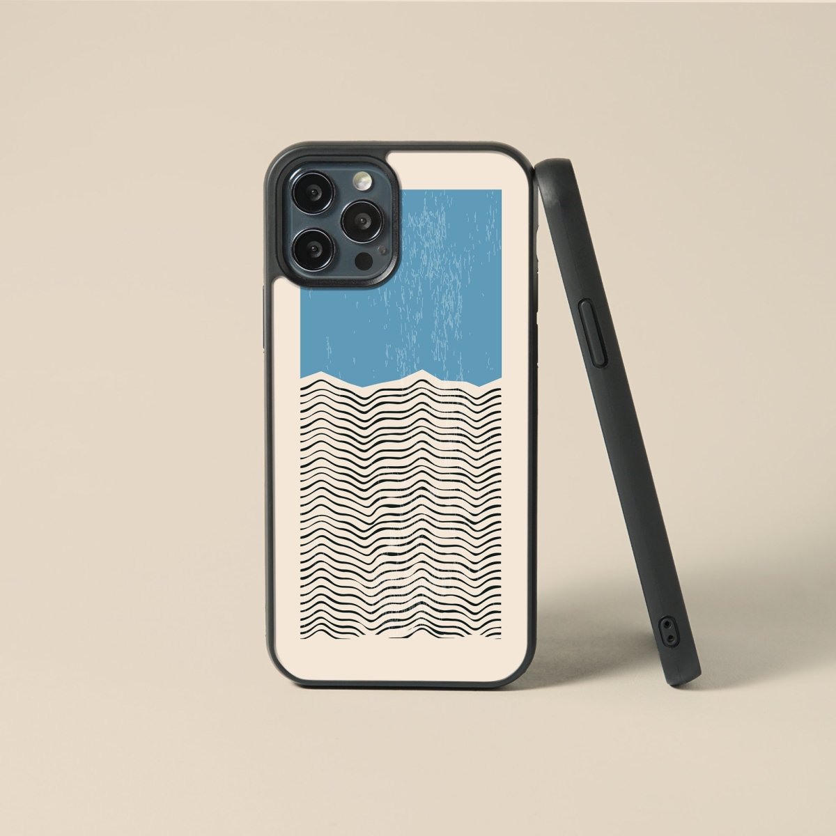Blue Striped - Glass Phone Case - cmzart