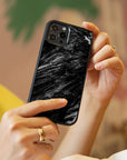 Charcoal Marble Stone - Glass Phone Case - cmzart
