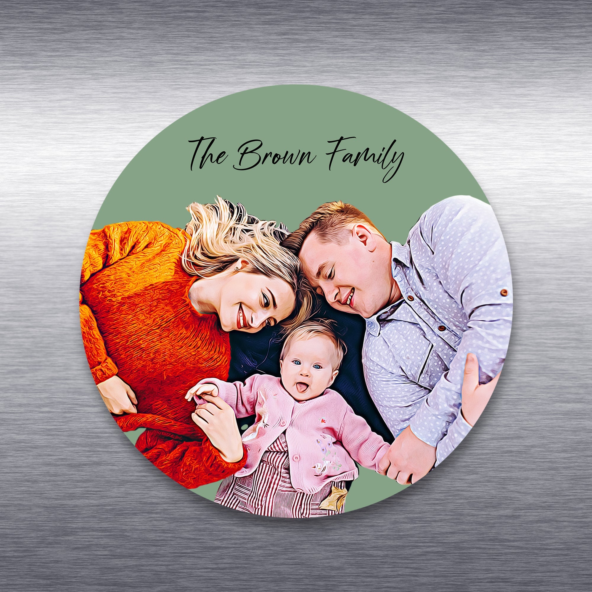 Custom Family Portrait Fridge Magnet - Square &amp; Circle - cmzart