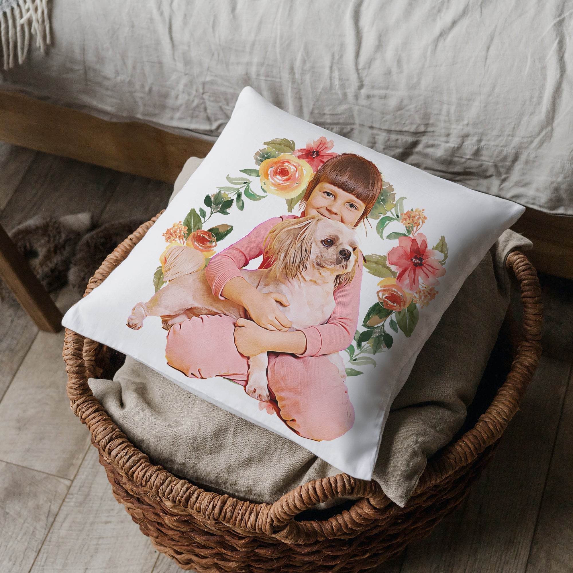 Custom Family Portrait Pillow - 40 x 40 cm - cmzart