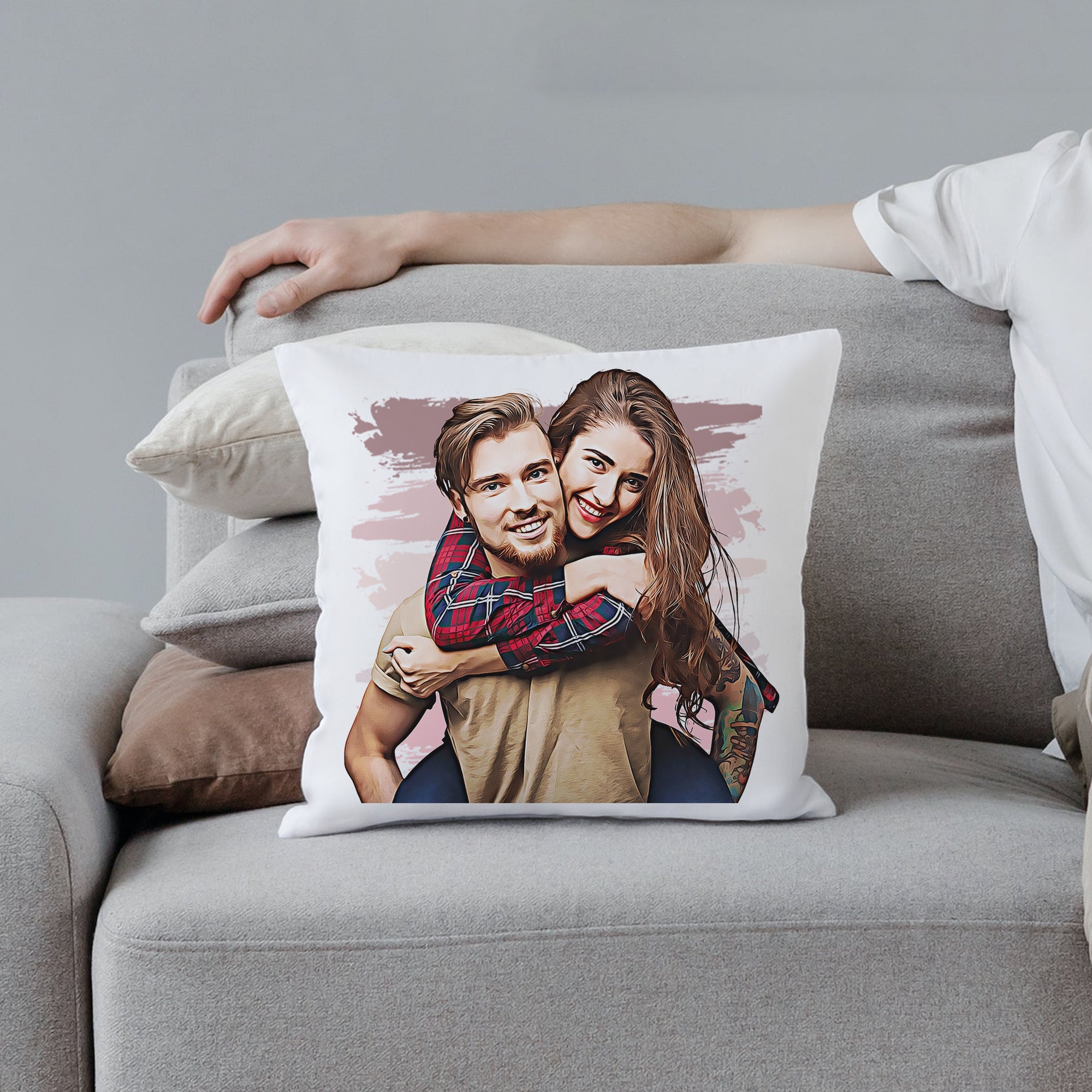 Custom Family Portrait Pillow - 40 x 40 cm - cmzart