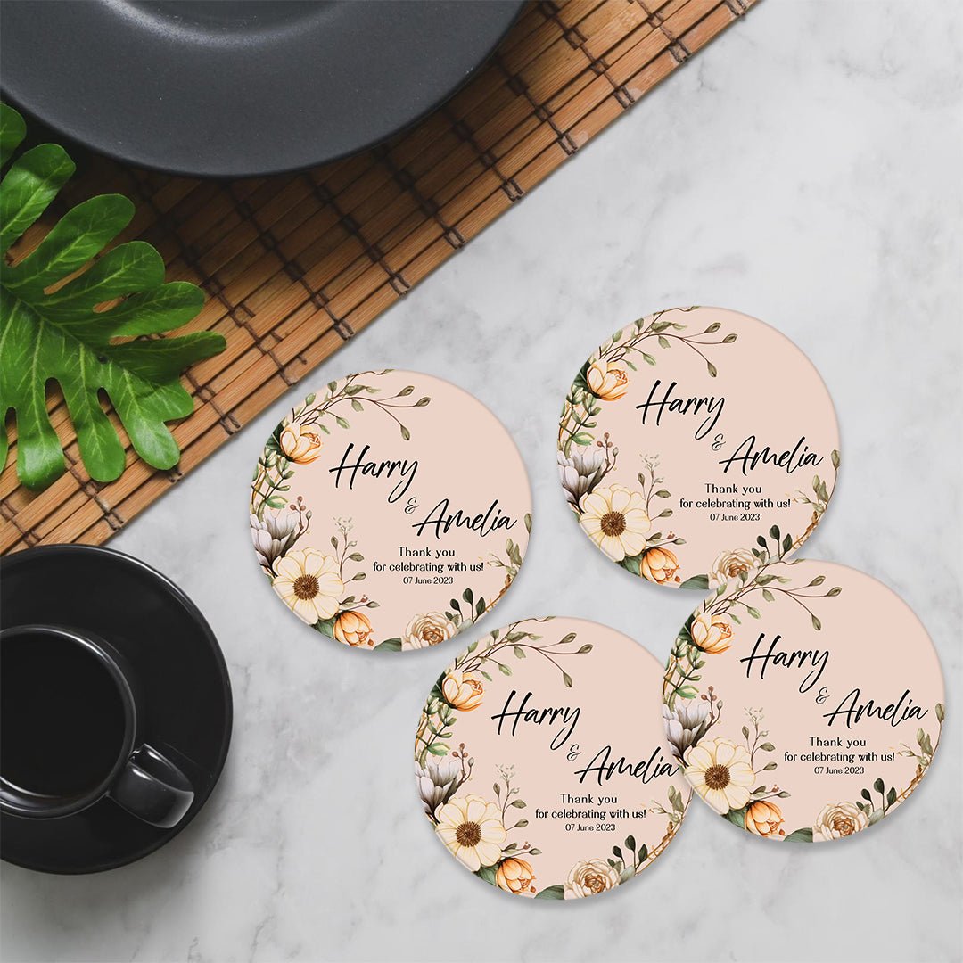 Custom Glass Coasters - Bulk Order for Wedding gifts, Logos & Events - cmzart