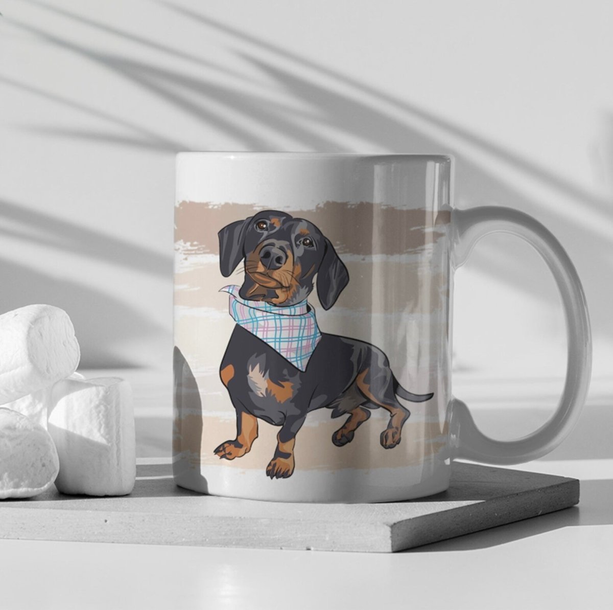 Custom Hand-drawn Pet Vector Mug - Heat Changing & Glossy White - cmzart