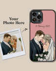Custom Hand-drawn Vector Wedding Potrrait Phone Case - cmzart