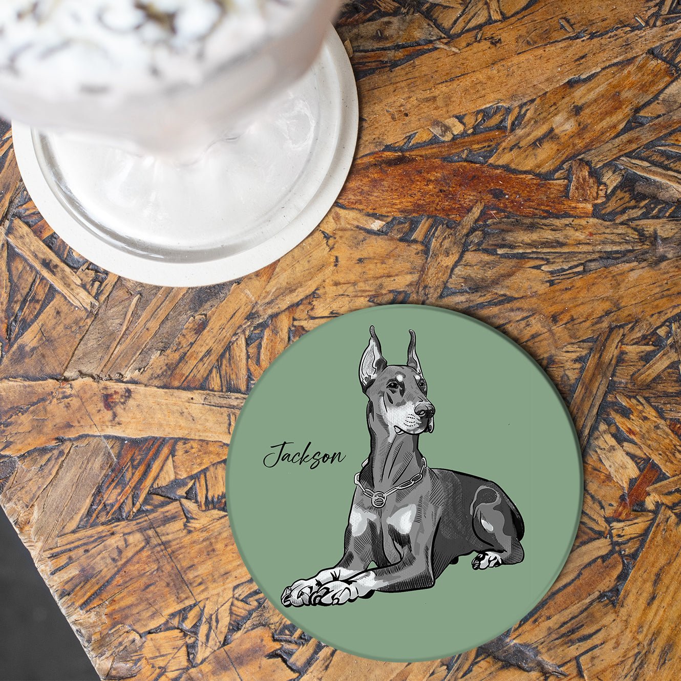 Custom Pet Portrait Coasters - Hand-drawn Sketch, Glass Placemats - cmzart