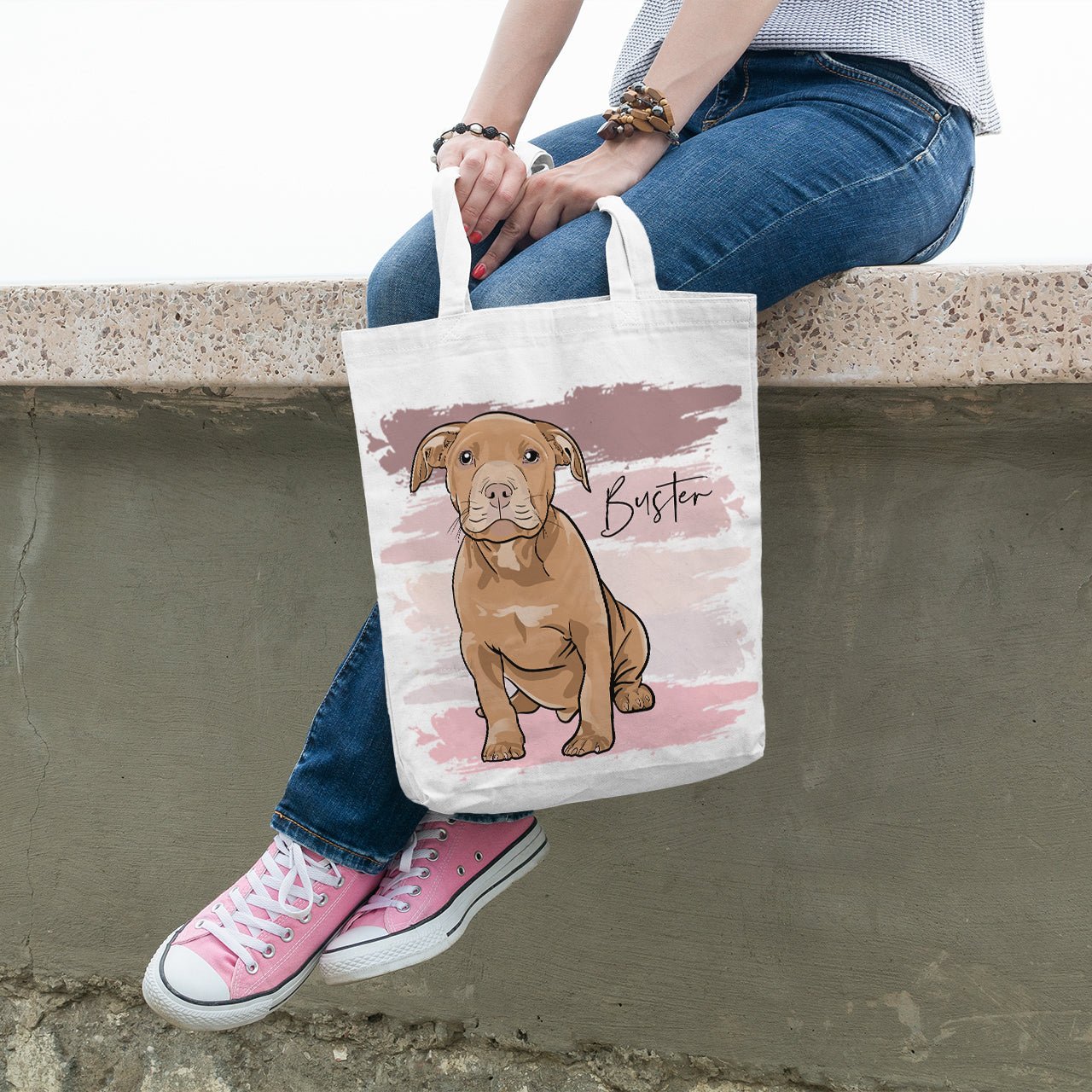 Custom Pet Portrait Tote Bag - Hand-drawn Vector - cmzart