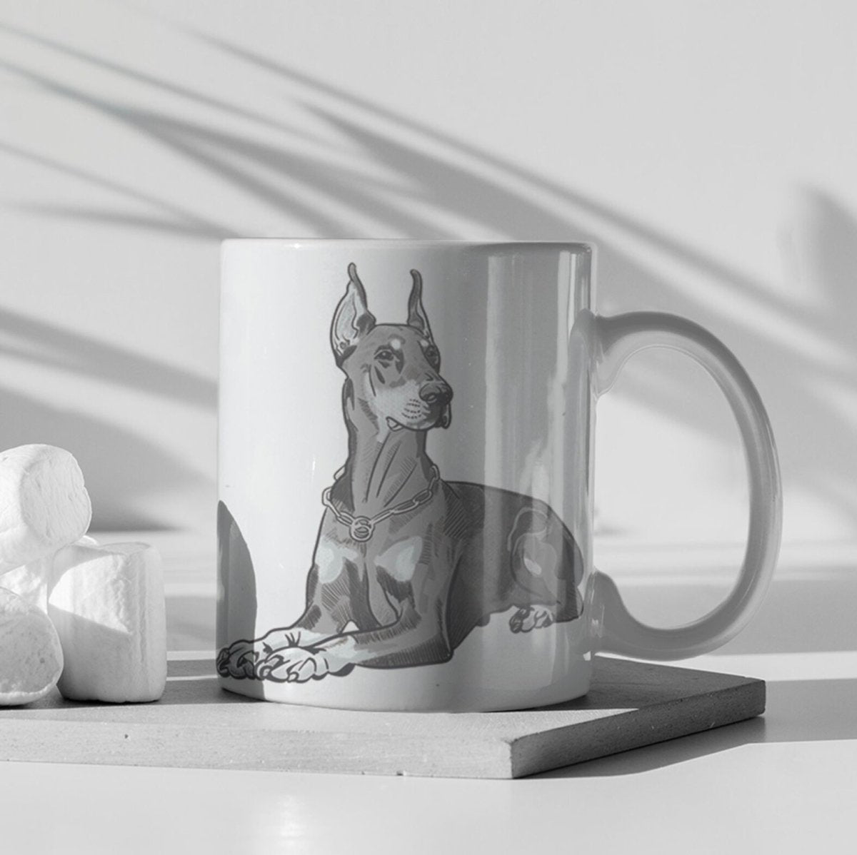 Custom Pet Sketch Mug - Heat Changing &amp; Glossy White - cmzart