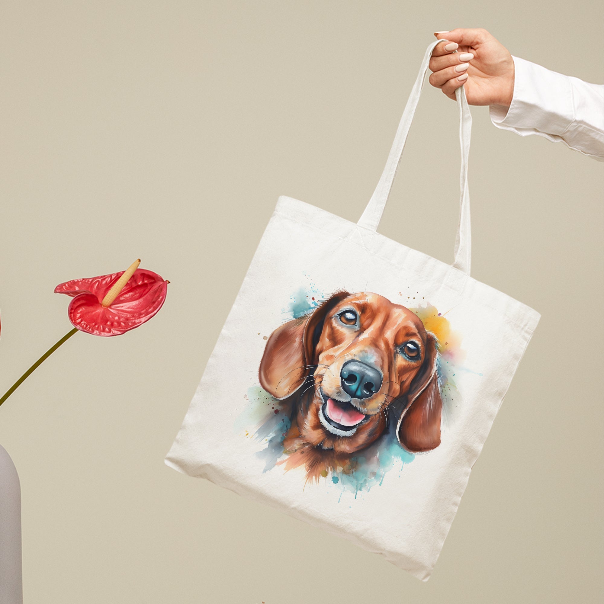 Dachshund I Tote Bag - Colourful Watercolour Painting - cmzart