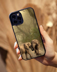 Elephant In Beautiful Jungle - Glass Phone Case - cmzart