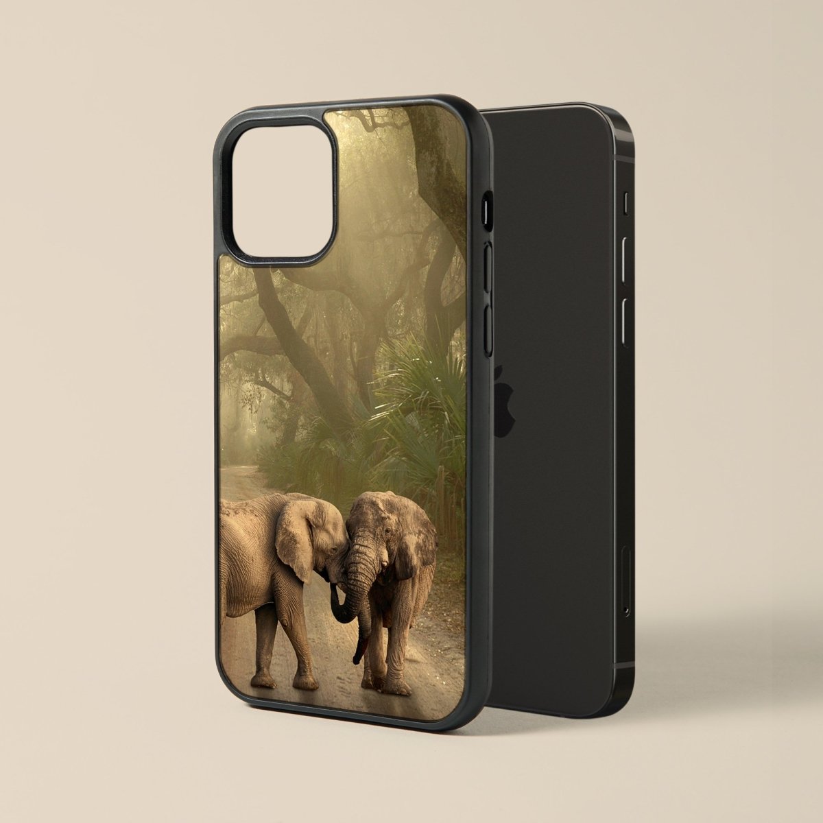 Elephant In Beautiful Jungle - Glass Phone Case - cmzart