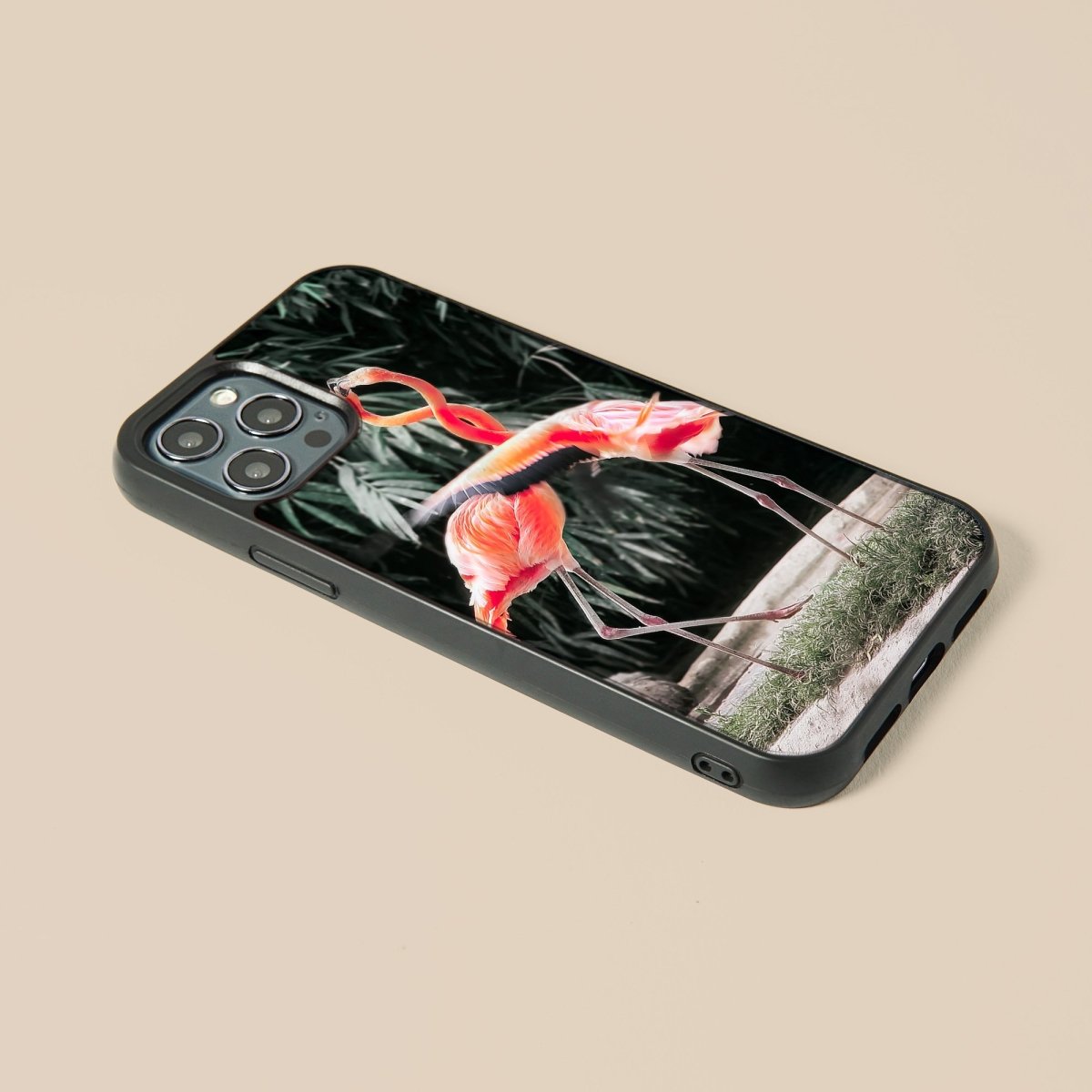 Flamingo Love - Glass Phone Case - cmzart