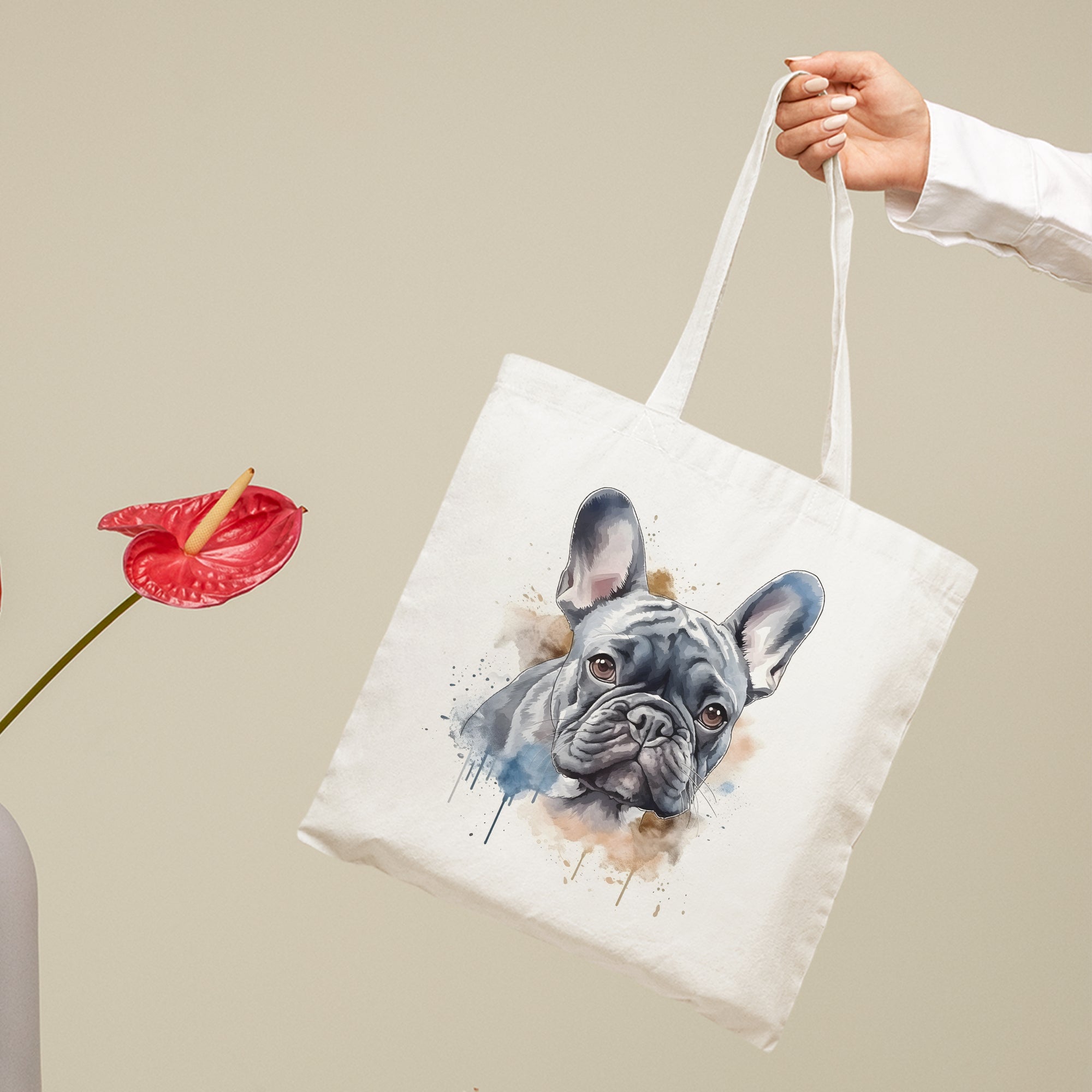 French Bulldog II Tote Bag - Colourful Watercolour Painting - cmzart