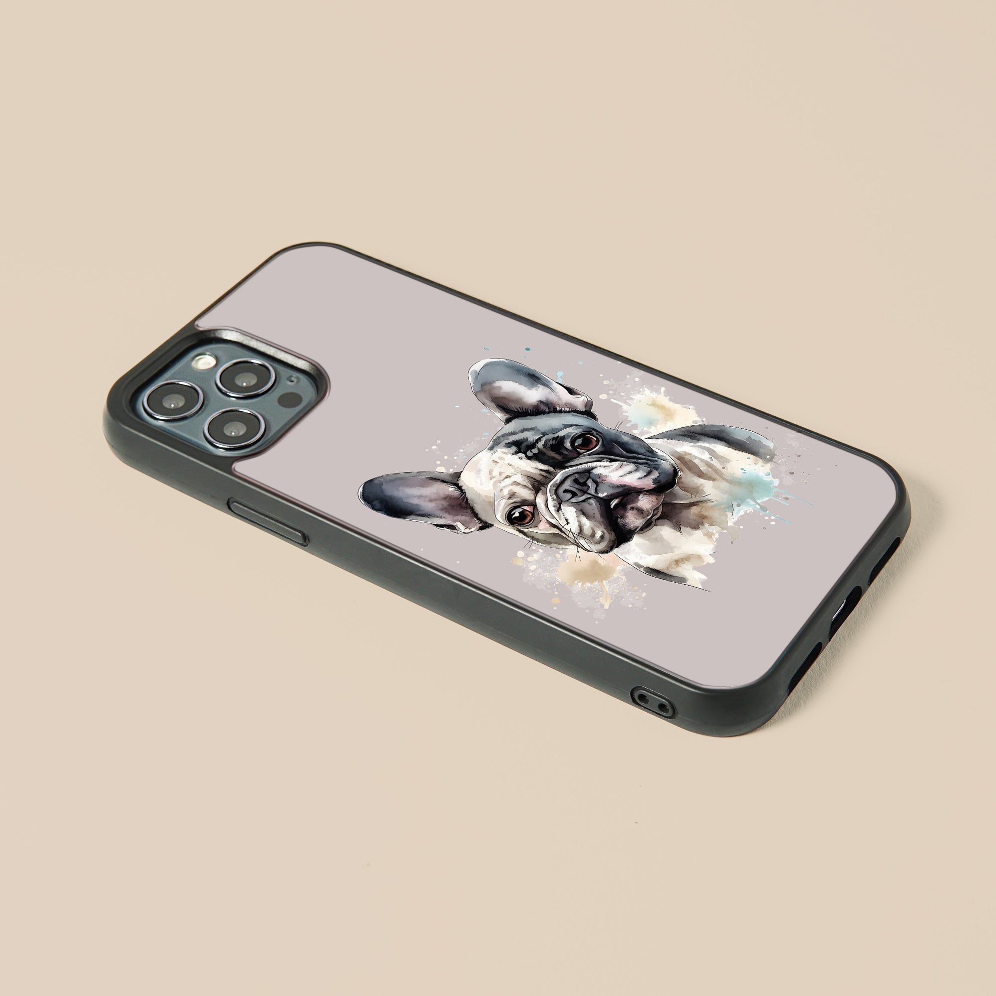 French Bulldog Watercolour Art - Custom Glass Phone Case - cmzart