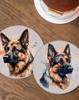 German Shepherd Glass Coasters - Watercolour Paintings - cmzart