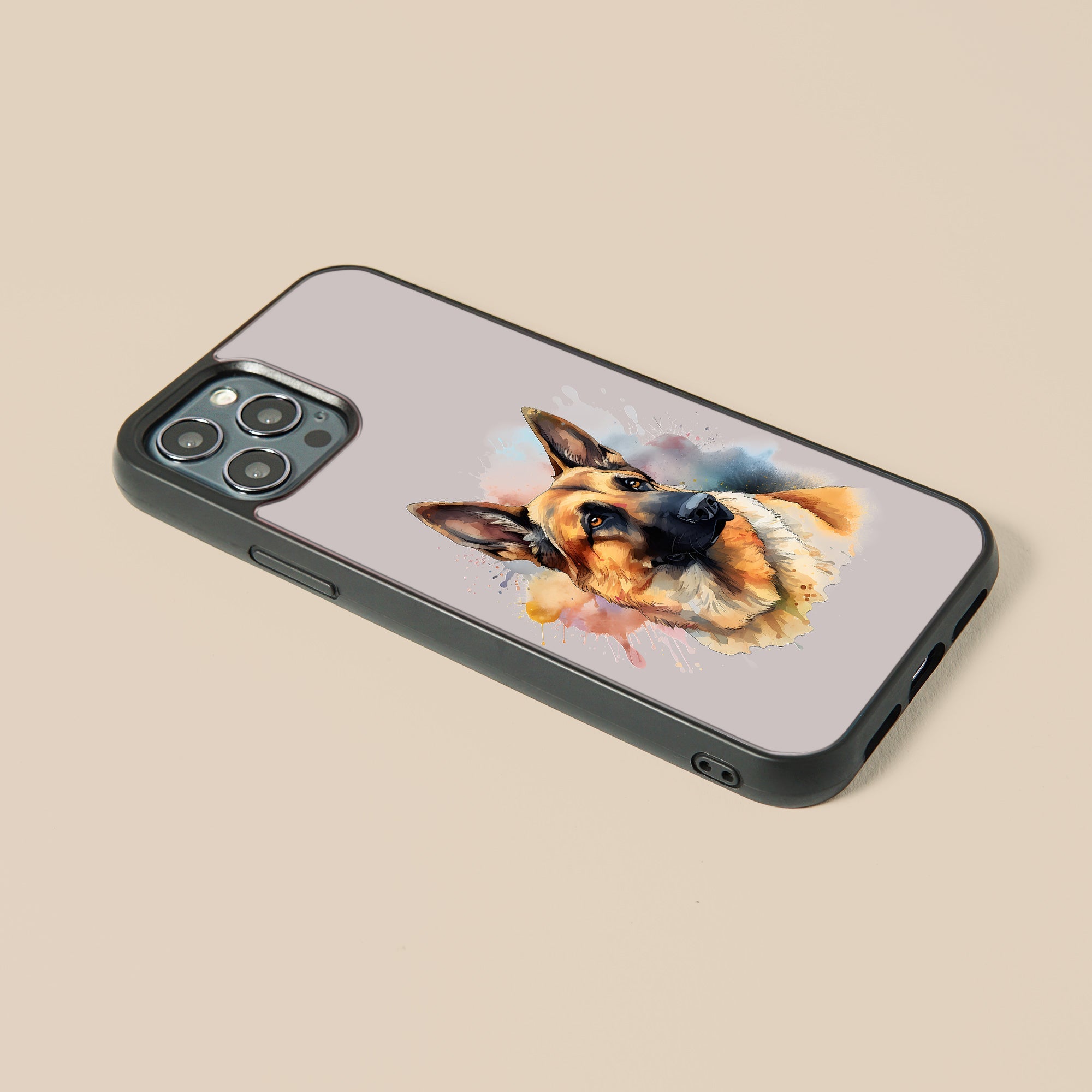 German Shepherd Watercolour Art - Custom Glass Phone Case - cmzart