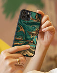Green Fluid - Glass Phone Case - cmzart