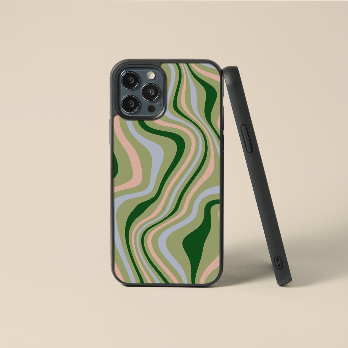 Green Wavy - Custom Glass Phone Case - cmzart