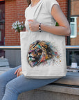 Lion Tote Bag - Colourful Watercolour Painting - cmzart
