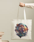 Lion Tote Bag - Vibrant Surrealism Art - cmzart