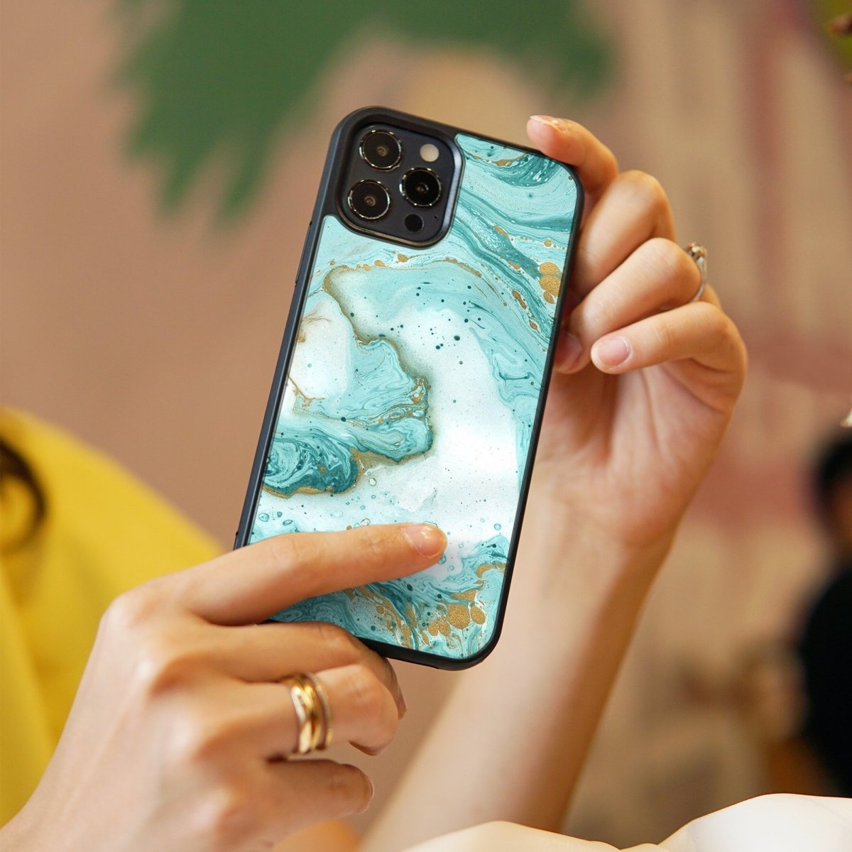 Minty Marmor - Glass Phone Case - cmzart