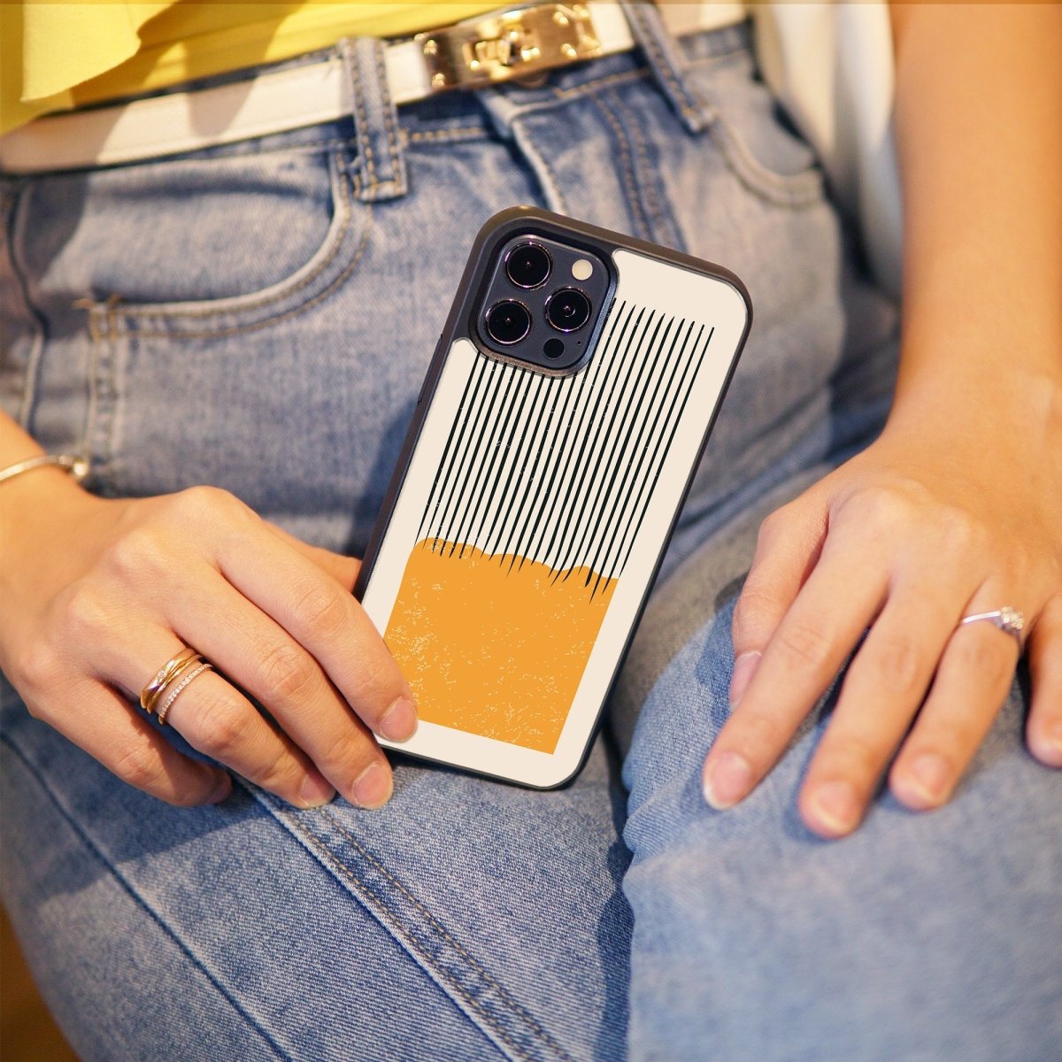 Orange Striped - Glass Phone Case - cmzart