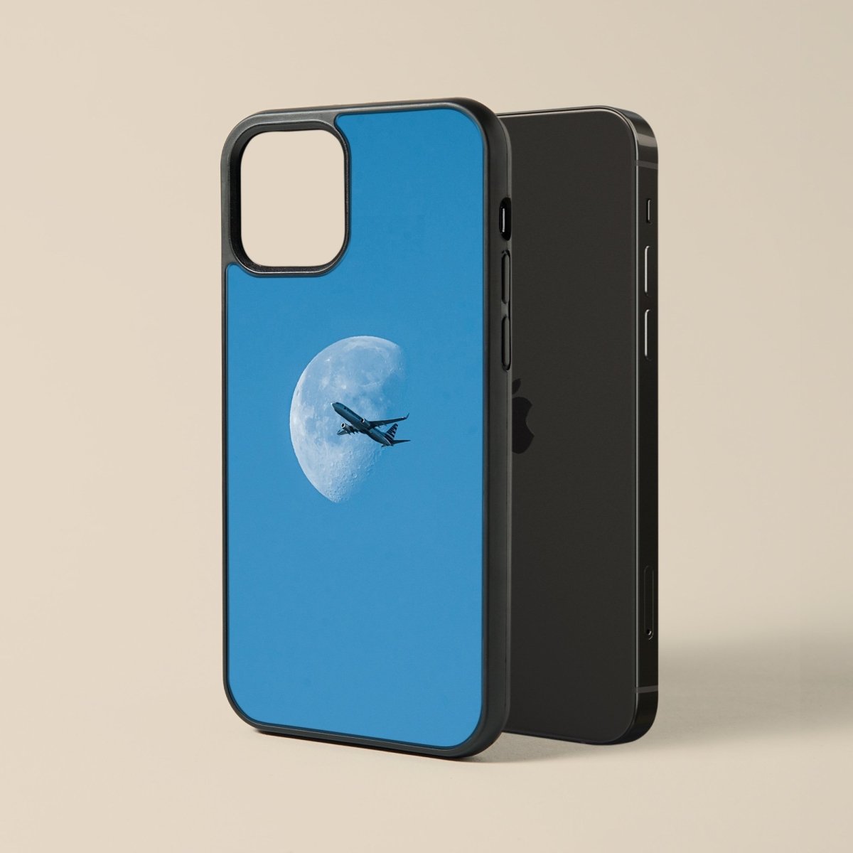 Plane & Moon - Glass Phone Case - cmzart