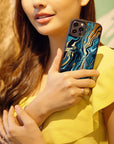 Royal Blue Fluid - Glass Phone Case - cmzart