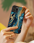 Royal Blue Fluid - Glass Phone Case - cmzart