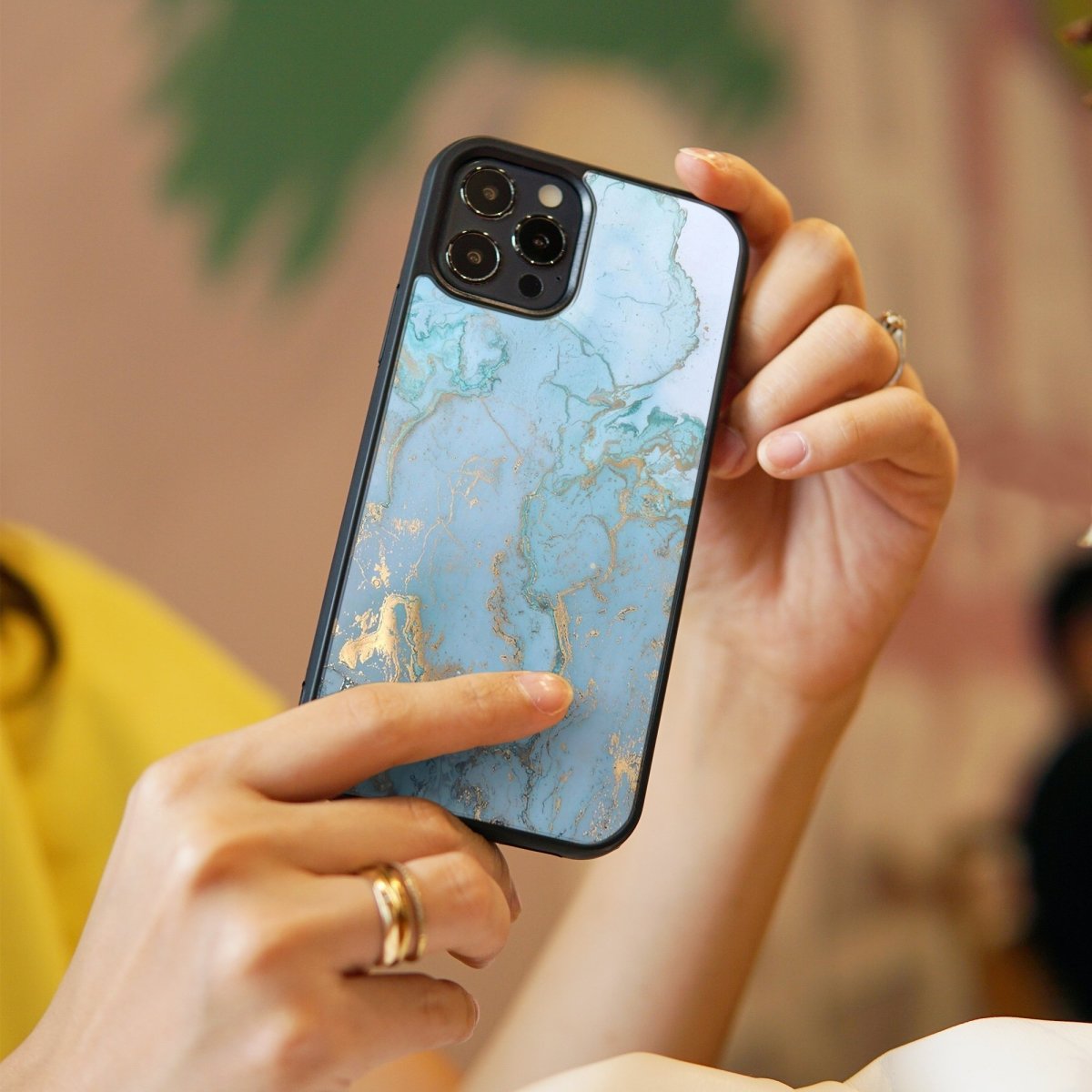 Skyler Blue Marble - Glass iPhone Case - cmzart