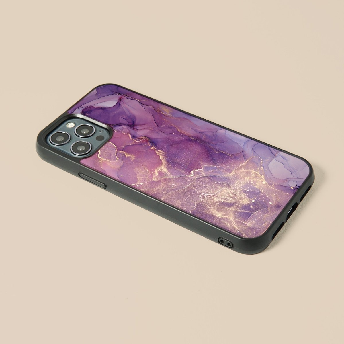 Sparkly Purple Marmor - Glass Phone Case - cmzart
