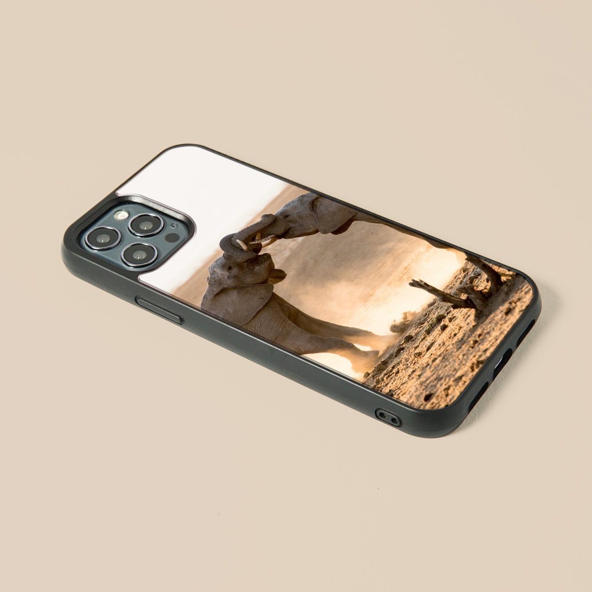 Two Elephant Collide - Glass Phone Case - cmzart