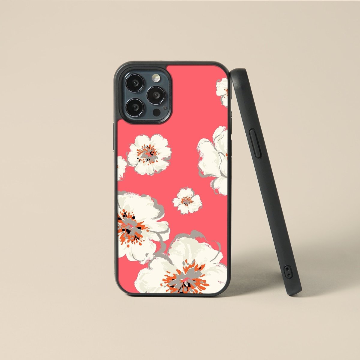 Watercolor Poppy Flower - Glass Phone Case - cmzart
