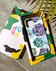 Watercolor Succulent Cactus - Glass Phone Case - cmzart