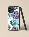 Watercolor Succulent Cactus - Glass Phone Case - cmzart