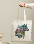 Wolf Tote Bag - Vibrant Surrealism Art - cmzart