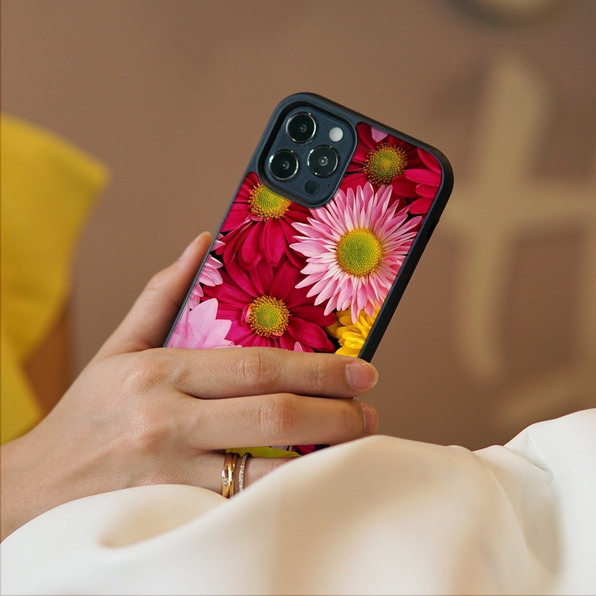 Zinnias Flower - Glass Phone Case - cmzart